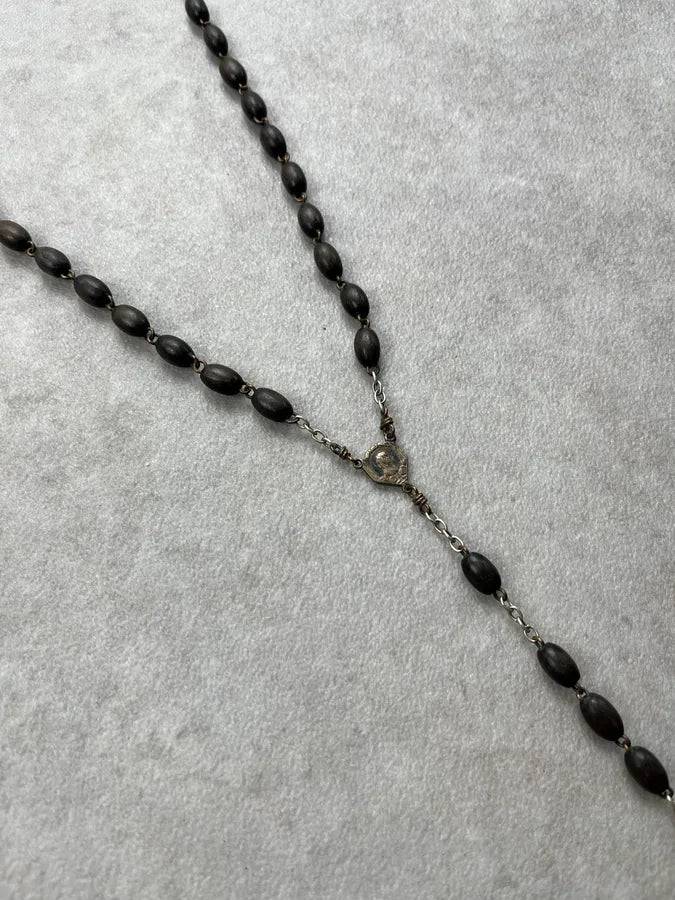 Archive Rosary Cross Beaded Black Necklace BARNQjw 3