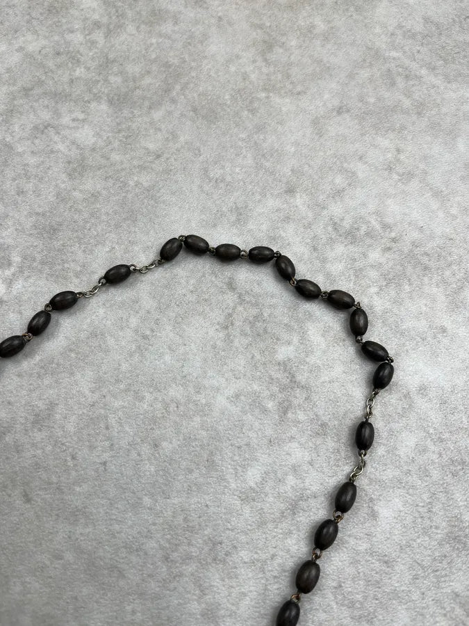 Archive Rosary Cross Beaded Black Necklace BARNQjw 4