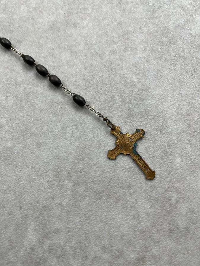 Archive Rosary Cross Beaded Black Necklace BARNQjw 5