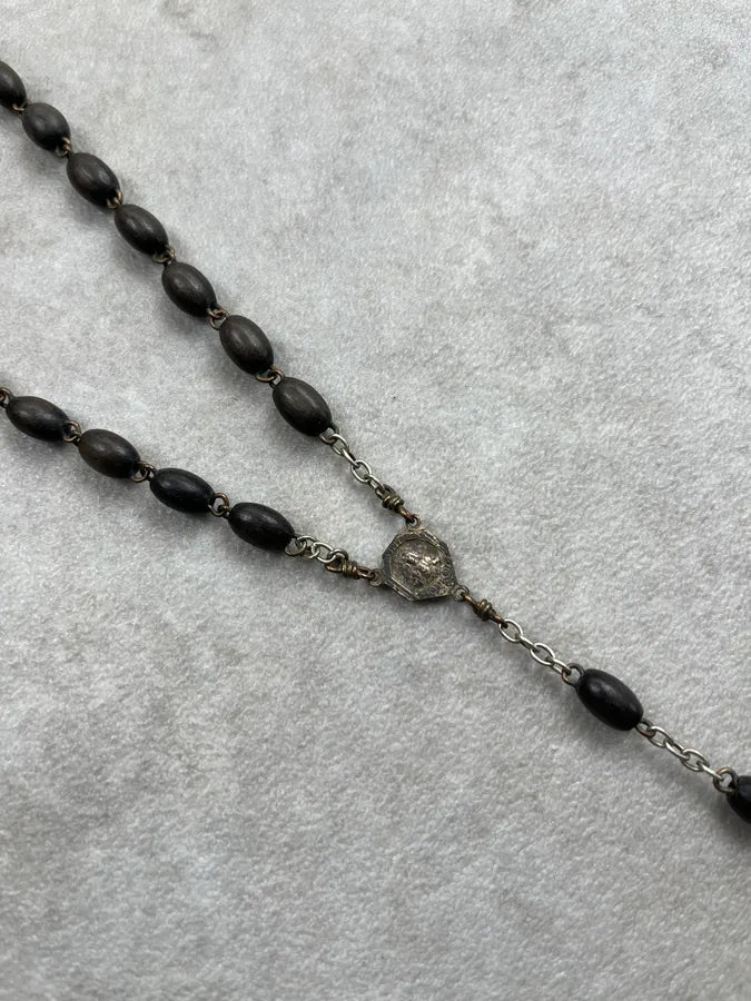Archive Rosary Cross Beaded Black Necklace BARNQjw 6