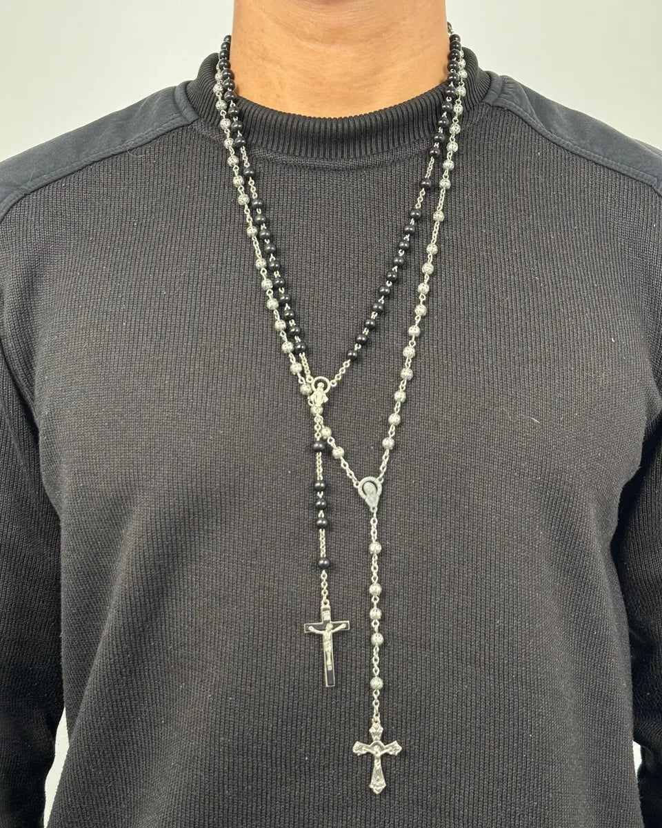 Archive Rosary Grey Cross Necklace GjMpiOG 1