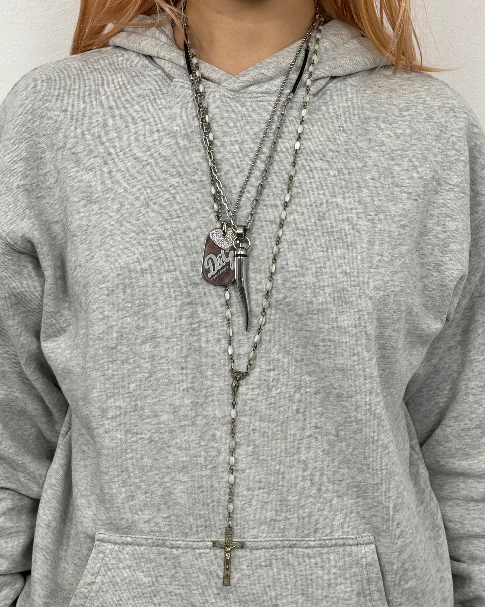 Archive Rosary White Pearl Cross Necklace ZNVKXSB 1