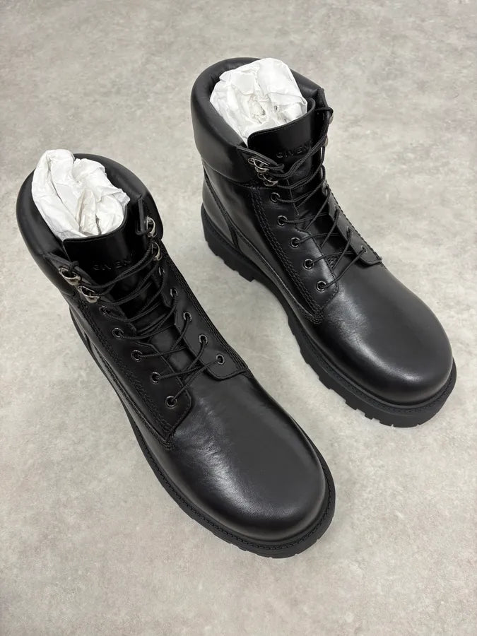 Givenchy 4G Storm Calf Leather Black Lace Up Boots TlmpVQZ 3
