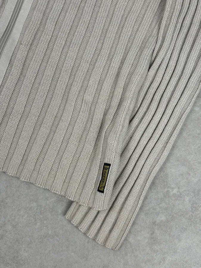 Armani Beige Knit Ribbed Zip-up Sweater XpRMinU 8