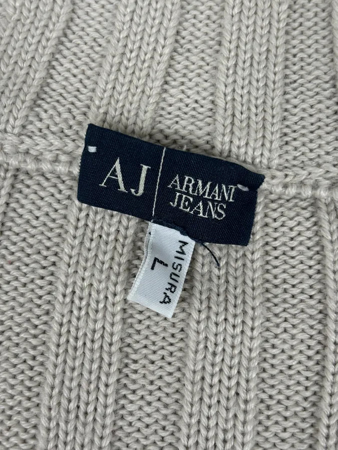 Armani Beige Knit Ribbed Zip-up Sweater XpRMinU 10