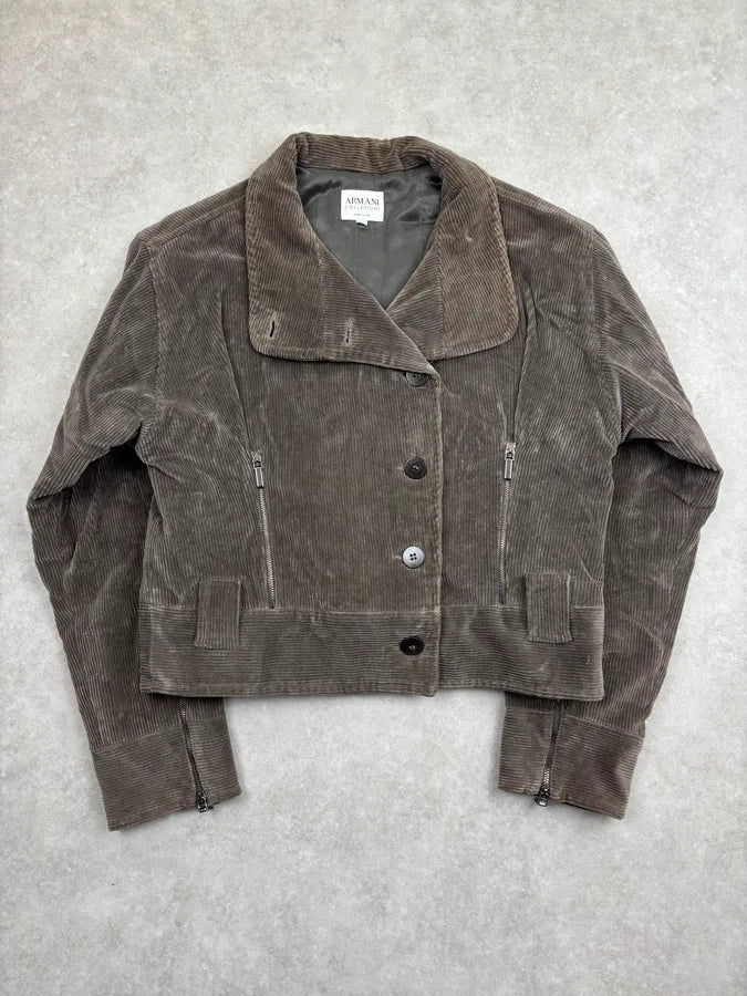 AW2003 Armani Velvet Brown Buttoned Jacket  COQxScn 1