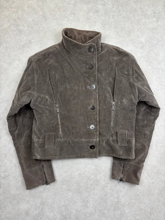 AW2003 Armani Velvet Brown Buttoned Jacket  COQxScn 3
