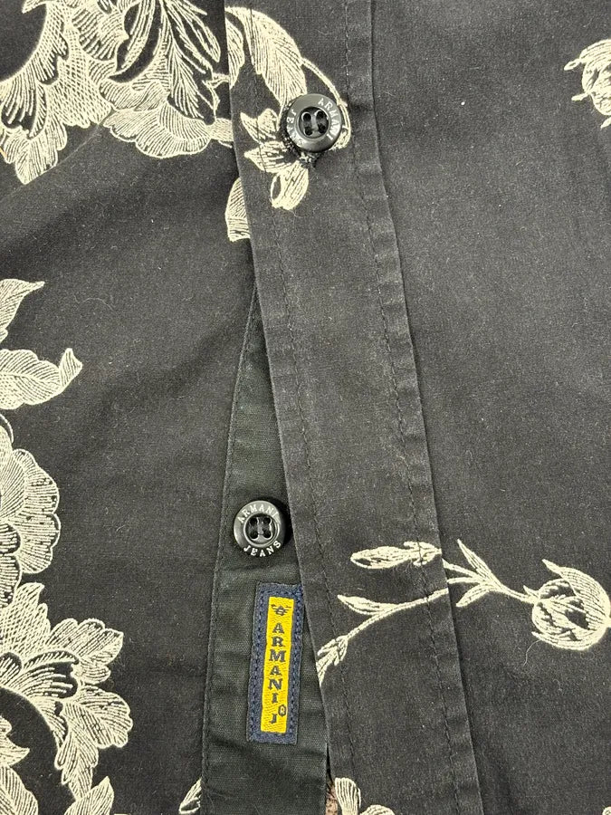 Armani Black & White Floral Abstract Shirt HzKklpz 10