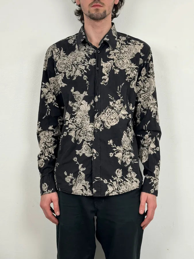 Armani Black & White Floral Abstract Shirt HzKklpz 1