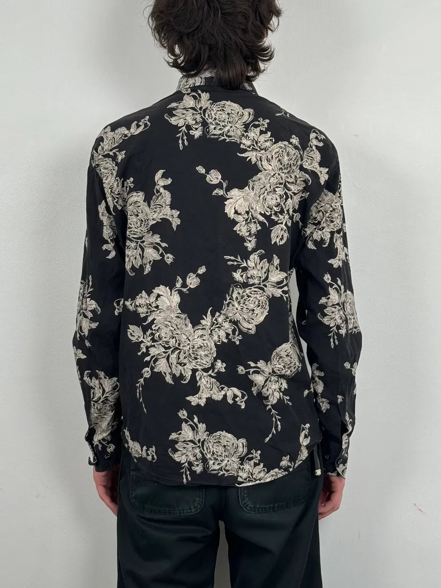 Armani Black & White Floral Abstract Shirt HzKklpz 2