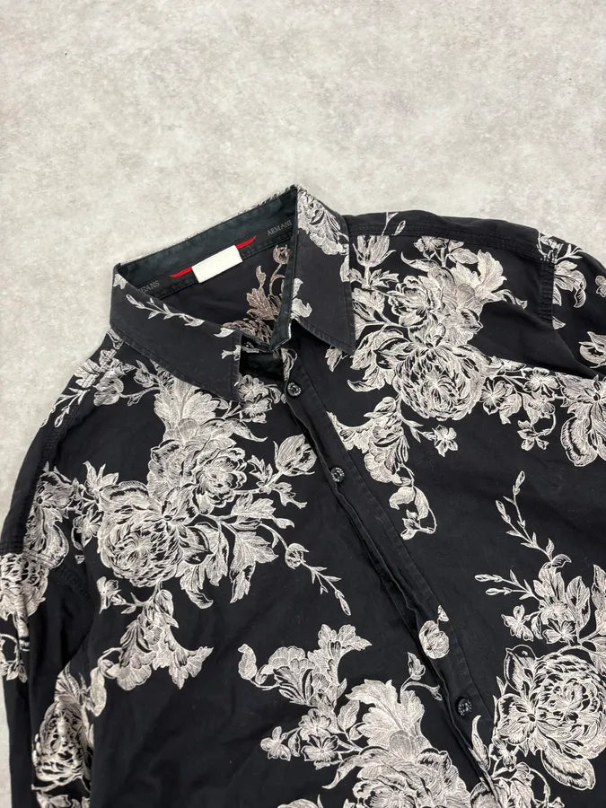 Armani Black & White Floral Abstract Shirt HzKklpz 4