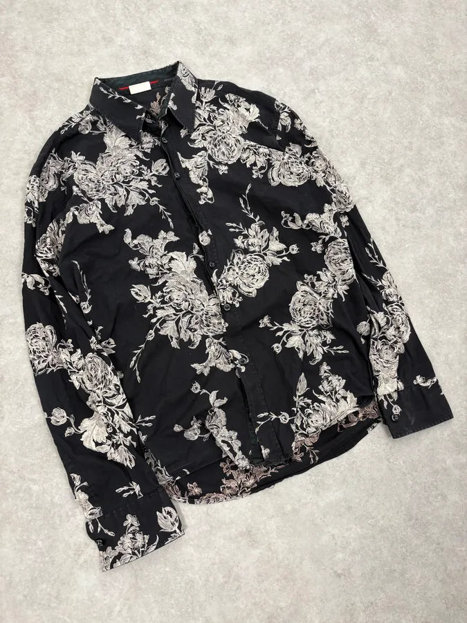 Armani Black & White Floral Abstract Shirt HzKklpz 3
