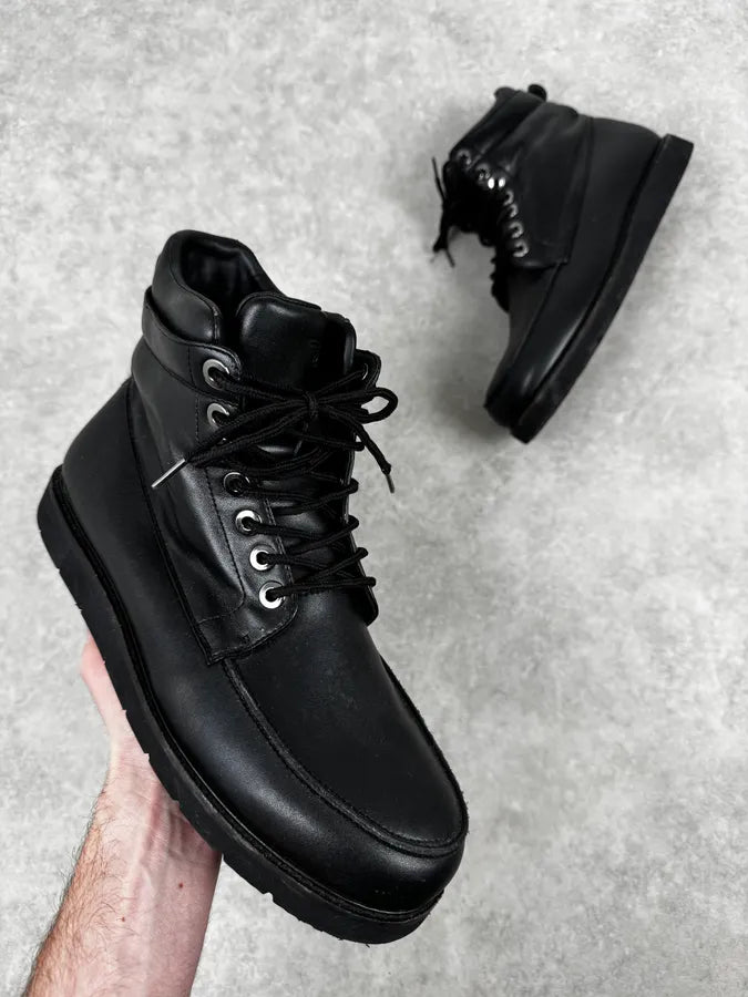 Armani Black Laced Leather High Boots qWMphrW 0