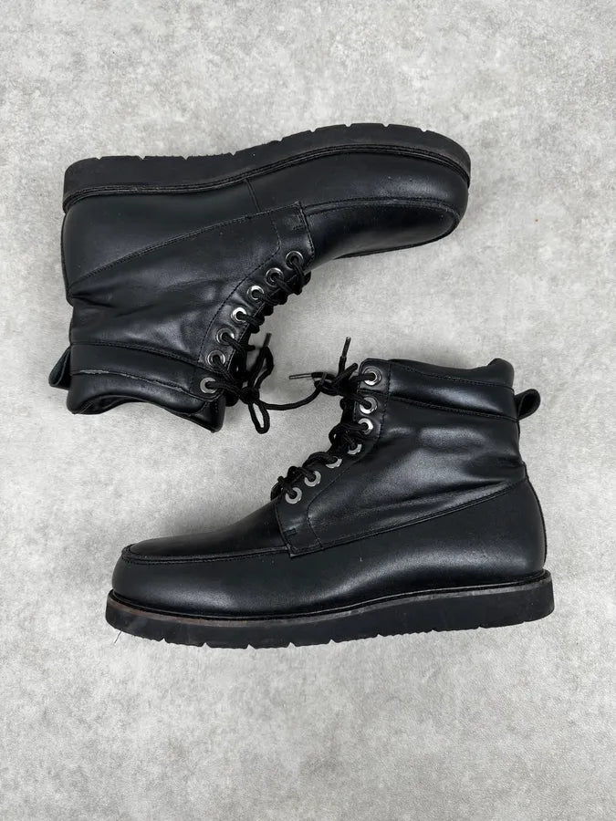 Armani Black Laced Leather High Boots qWMphrW 2