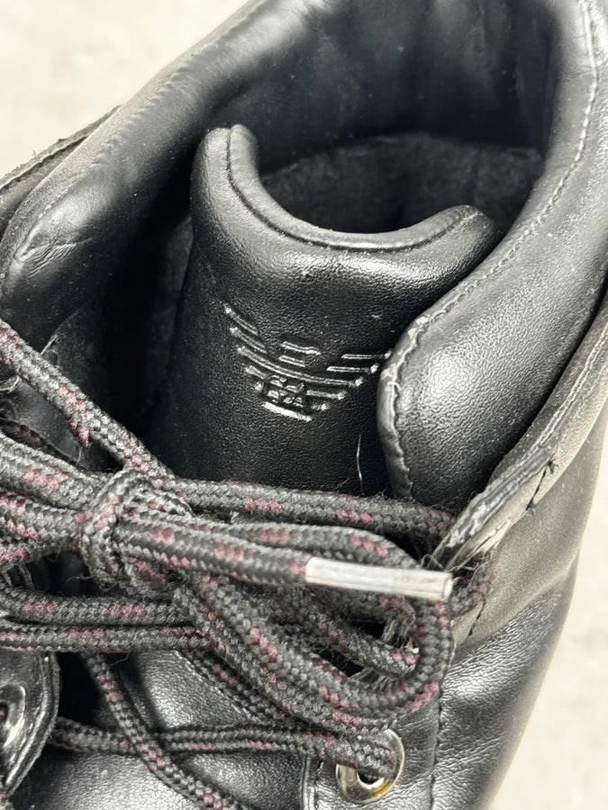 Armani Black Laced Leather High Boots qWMphrW 4
