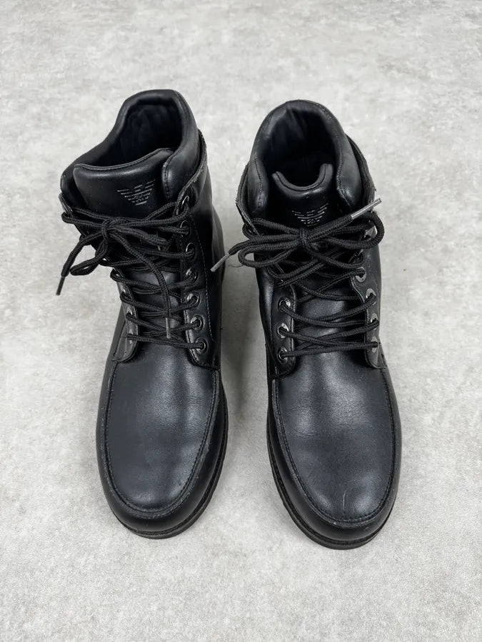 Armani Black Laced Leather High Boots qWMphrW 3