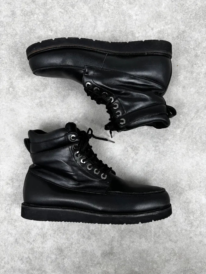 Armani Black Laced Leather High Boots qWMphrW 1