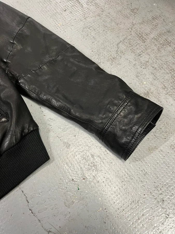 Armani Black Leather Bomber Jacket cfsQUlx 5