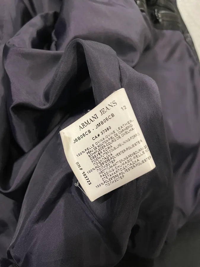 Armani Black Leather Bomber Jacket cfsQUlx 9