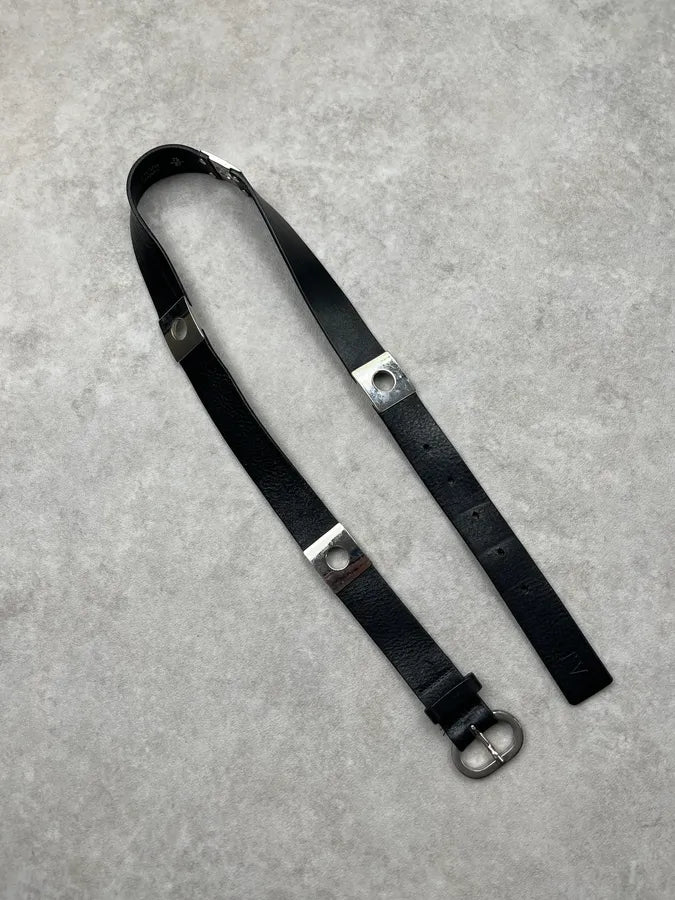 Armani Black Leather Metal Plate Belt xGOvqGi 0