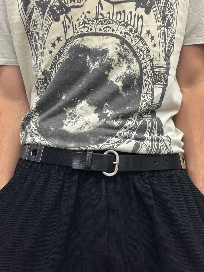Armani Black Leather Metal Plate Belt xGOvqGi 1