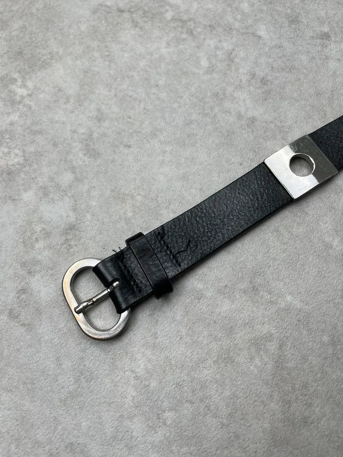 Armani Black Leather Metal Plate Belt xGOvqGi 2