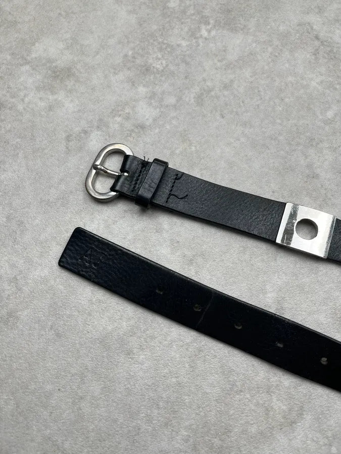 Armani Black Leather Metal Plate Belt xGOvqGi 3