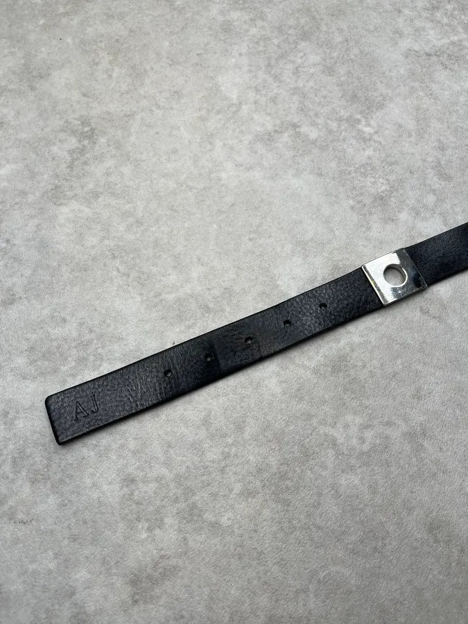 Armani Black Leather Metal Plate Belt xGOvqGi 4