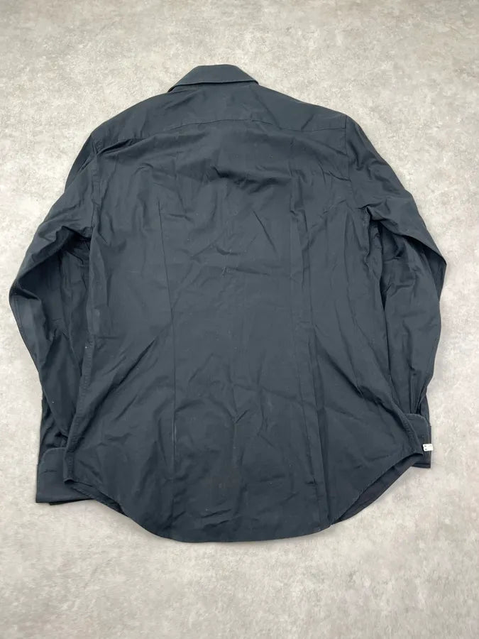 2000s Armani Collezioni Black Pleated Shirt rXXqEWJ 5