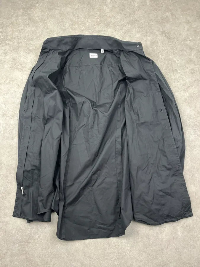 2000s Armani Collezioni Black Pleated Shirt rXXqEWJ 7