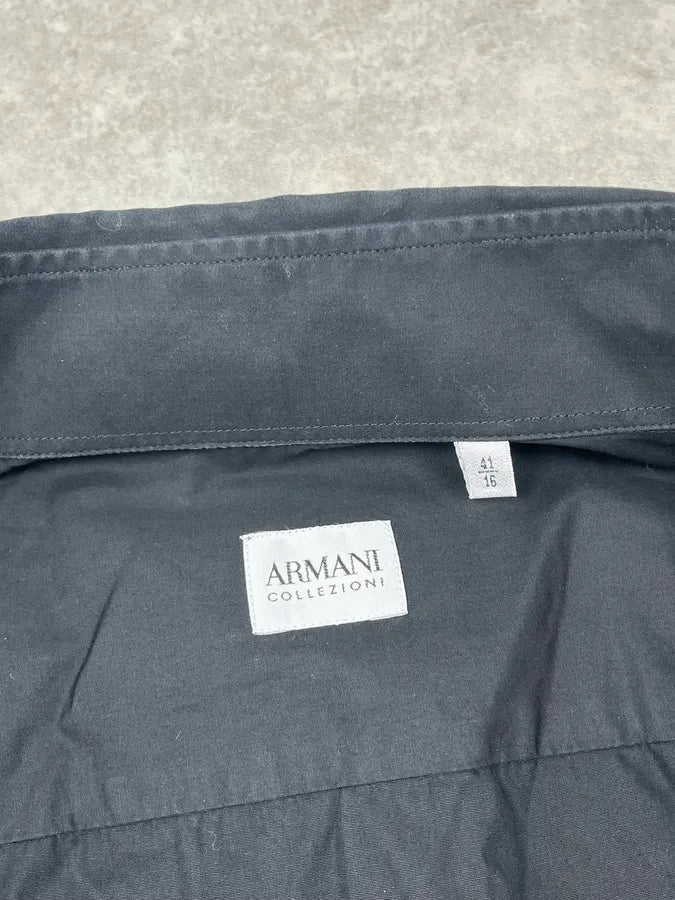 2000s Armani Collezioni Black Pleated Shirt rXXqEWJ 8