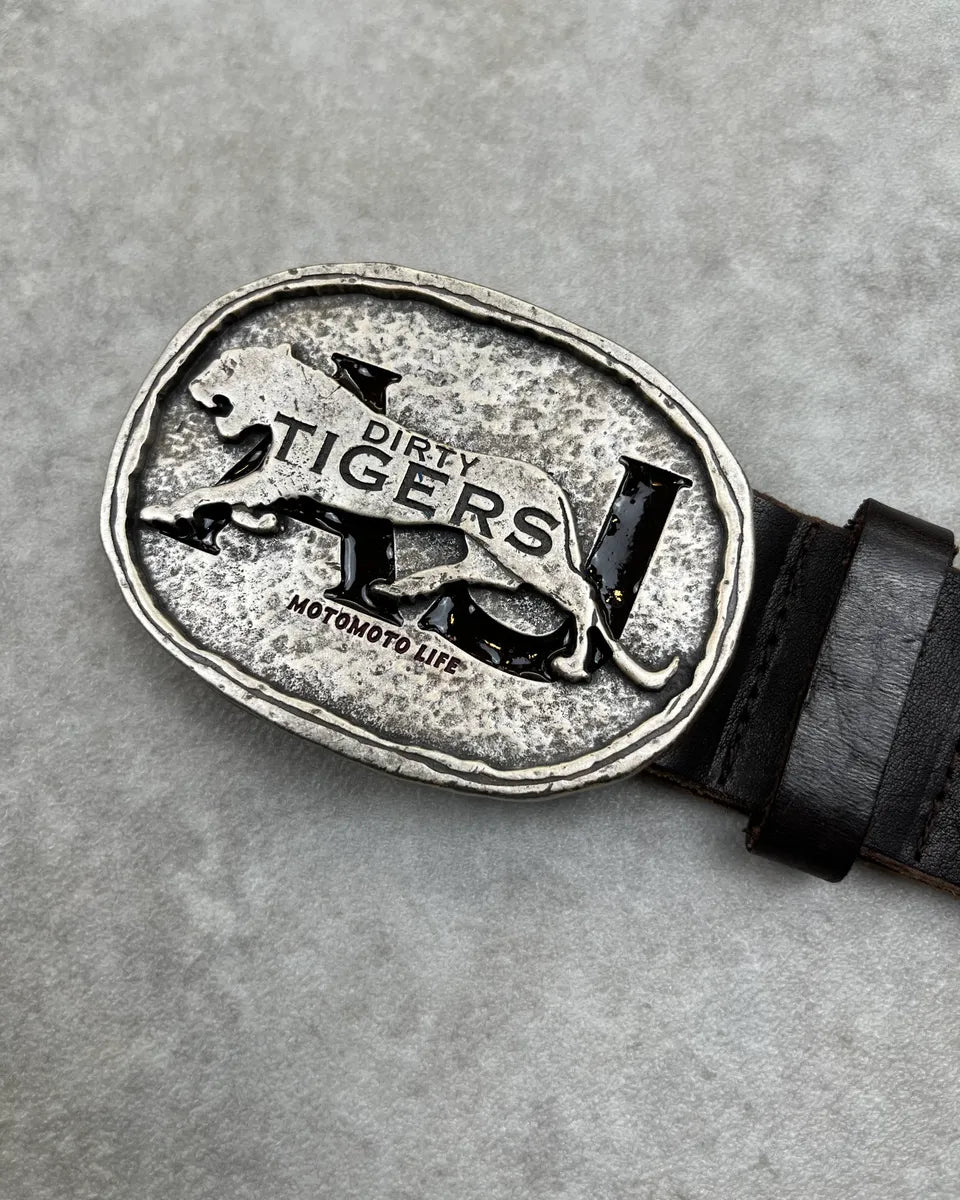 Armani Brown Leather Tiger Buckle Belt dBxjoWL 3