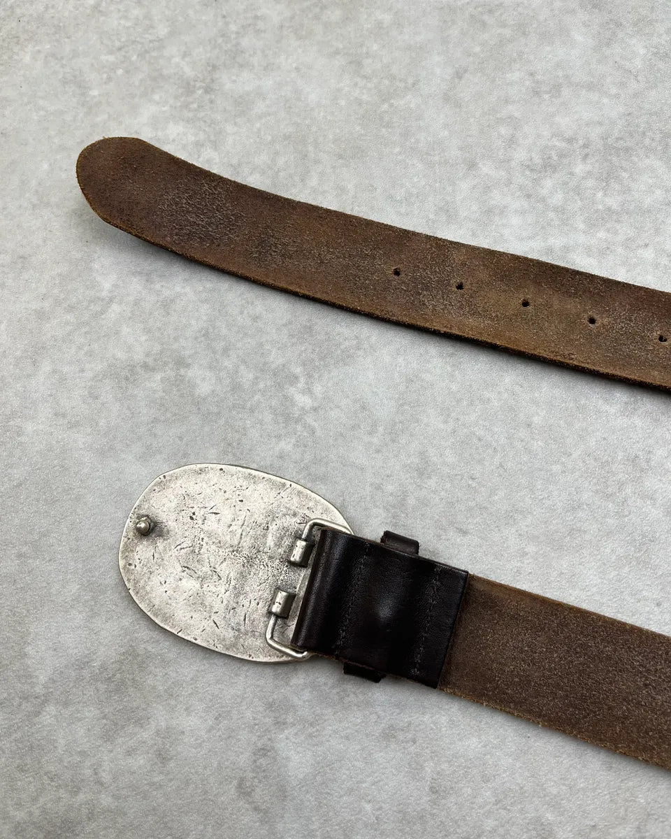 Armani Brown Leather Tiger Buckle Belt dBxjoWL 4