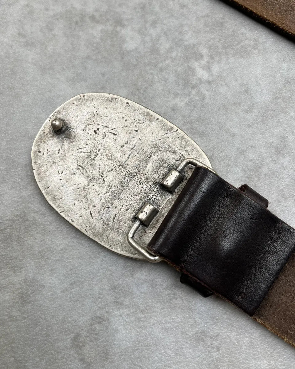 Armani Brown Leather Tiger Buckle Belt dBxjoWL 5