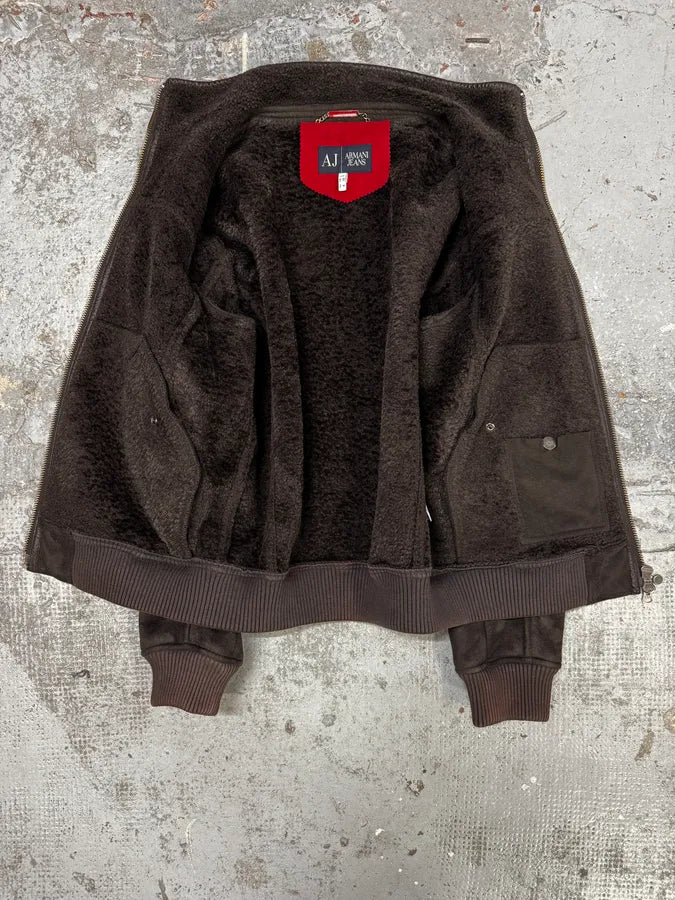 Armani Brown Leather Zip-up Biker Jacket dBOCRtV 6