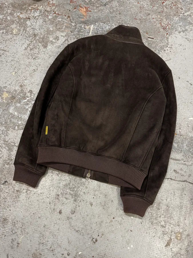 Armani Brown Leather Zip-up Biker Jacket dBOCRtV 5