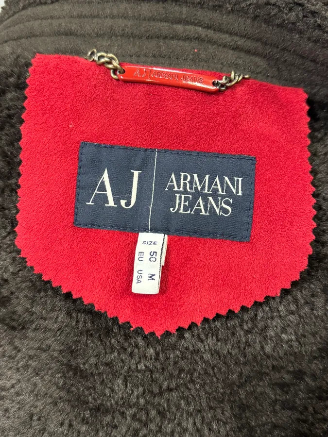 Armani Brown Leather Zip-up Biker Jacket dBOCRtV 7