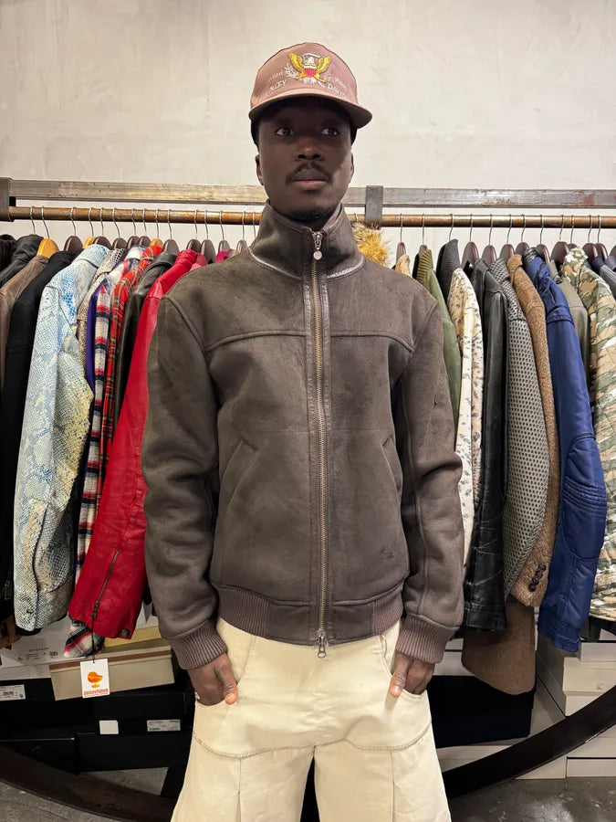 Armani Brown Leather Zip-up Biker Jacket dBOCRtV 1