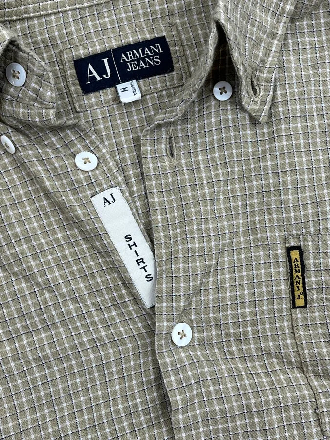 2000s Armani Thin Checkered Buttoned Collar Shirt LbIhaDi 8