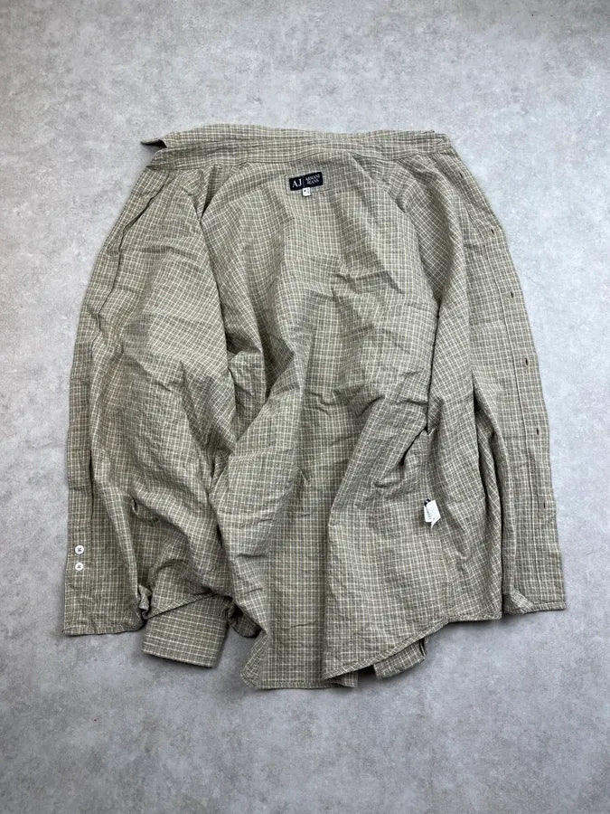 2000s Armani Thin Checkered Buttoned Collar Shirt LbIhaDi 9