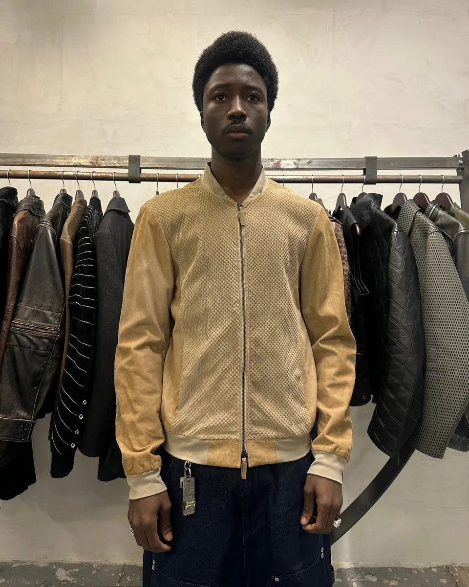 Armani Collezioni Biker Soft Beige Leather Jacket eOIMSxk 0