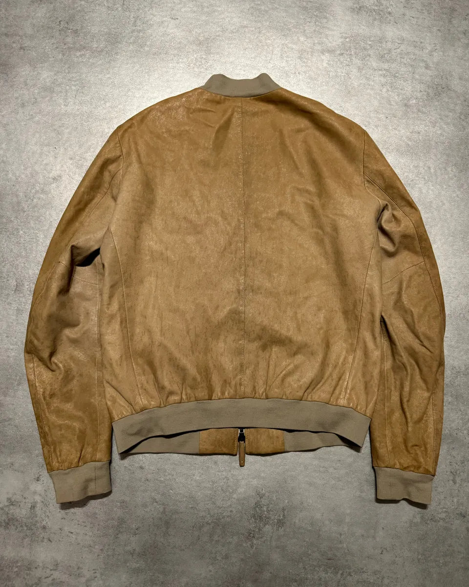 Armani Collezioni Biker Soft Beige Leather Jacket eOIMSxk 2