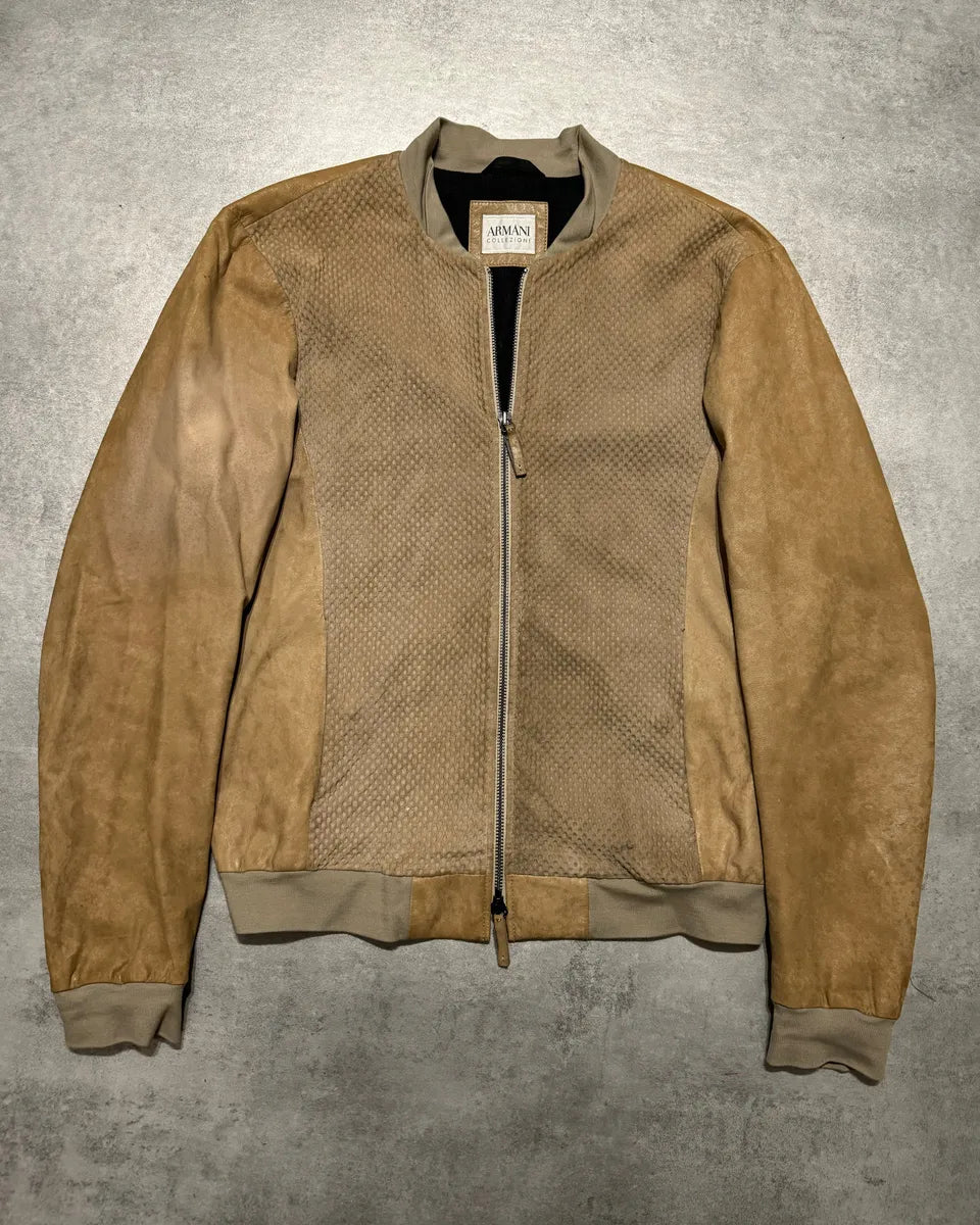 Armani Collezioni Biker Soft Beige Leather Jacket eOIMSxk 5