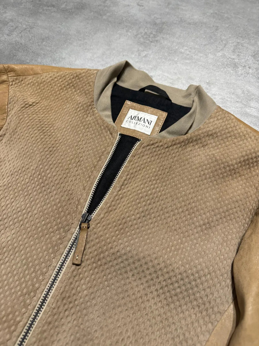 Armani Collezioni Biker Soft Beige Leather Jacket eOIMSxk 6