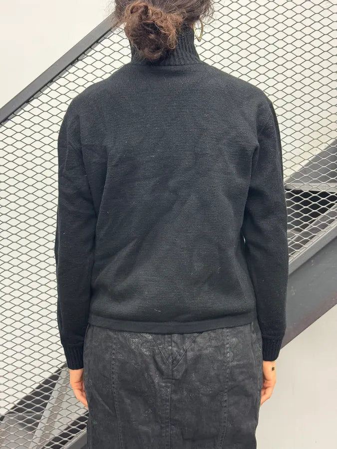 Armani Collezioni Black Wool Asymmetrical Zip Sweater cxApbSE 1