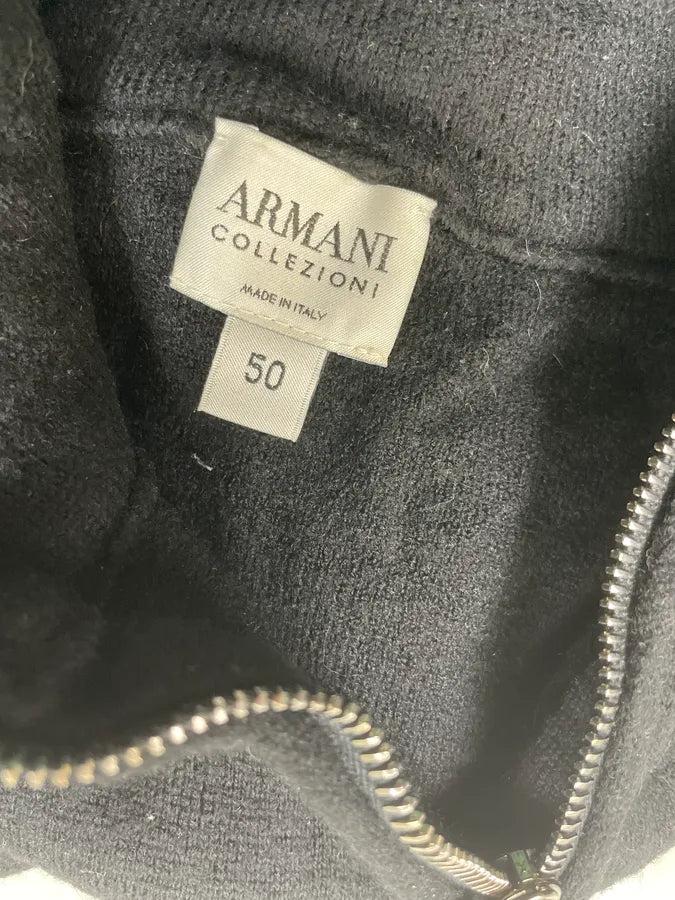Armani Collezioni Black Wool Asymmetrical Zip Sweater cxApbSE 6