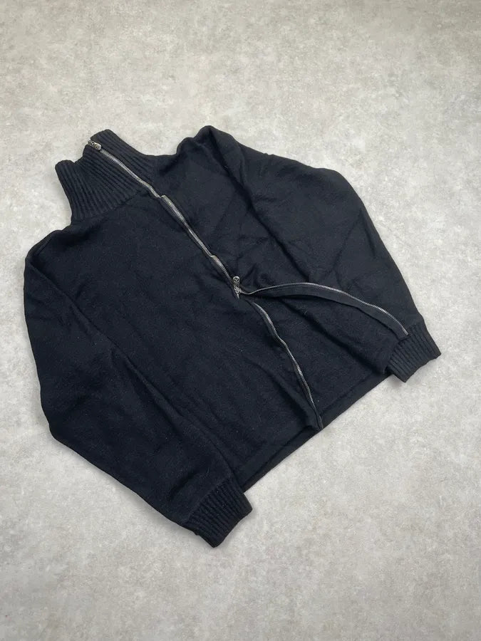 Armani Collezioni Black Wool Asymmetrical Zip Sweater cxApbSE 4