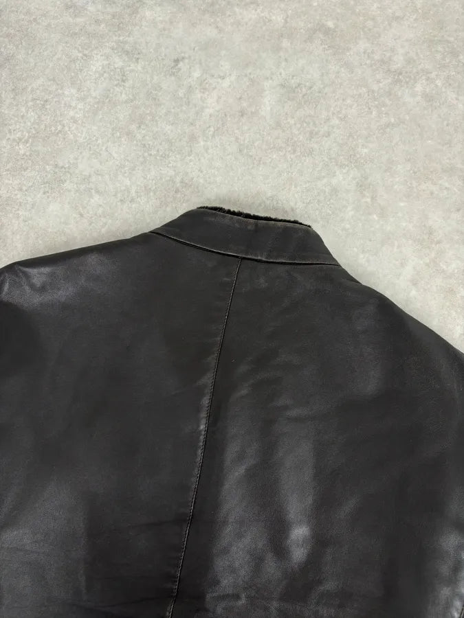 Armani Collezioni Brown Leather Quilted Bomber Jacket buXjaiO 5