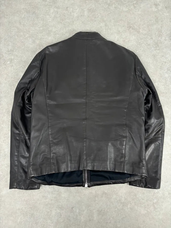 Armani Collezioni Brown Leather Quilted Bomber Jacket buXjaiO 4