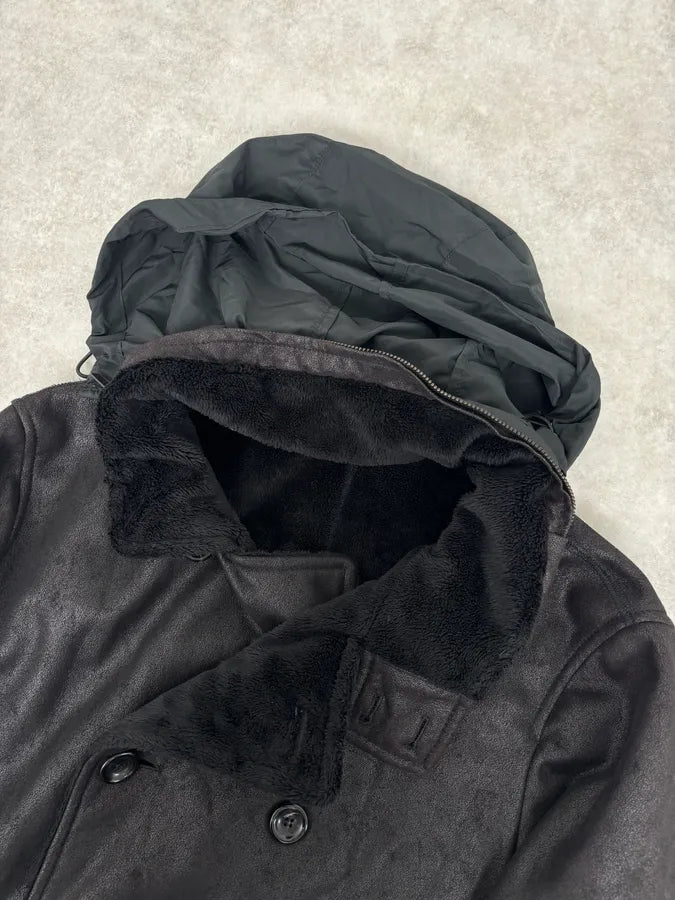 Armani Collezioni Black Double-Breasted Caban Coat  bKXscWZ 8